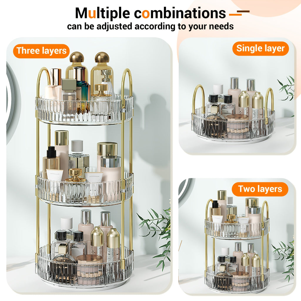 360 Rotating Makeup Organizer Skincare Storage Rack - Multi-Layer Detachable Cosmetic Organizer for Perfume, Lipstick, Skincare, Desktop Vanity Organizer for Bathroom & Bedroom