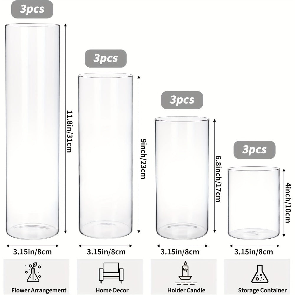 Clear Cylinder Glass Vases Set Wedding Centerpieces Home Decor