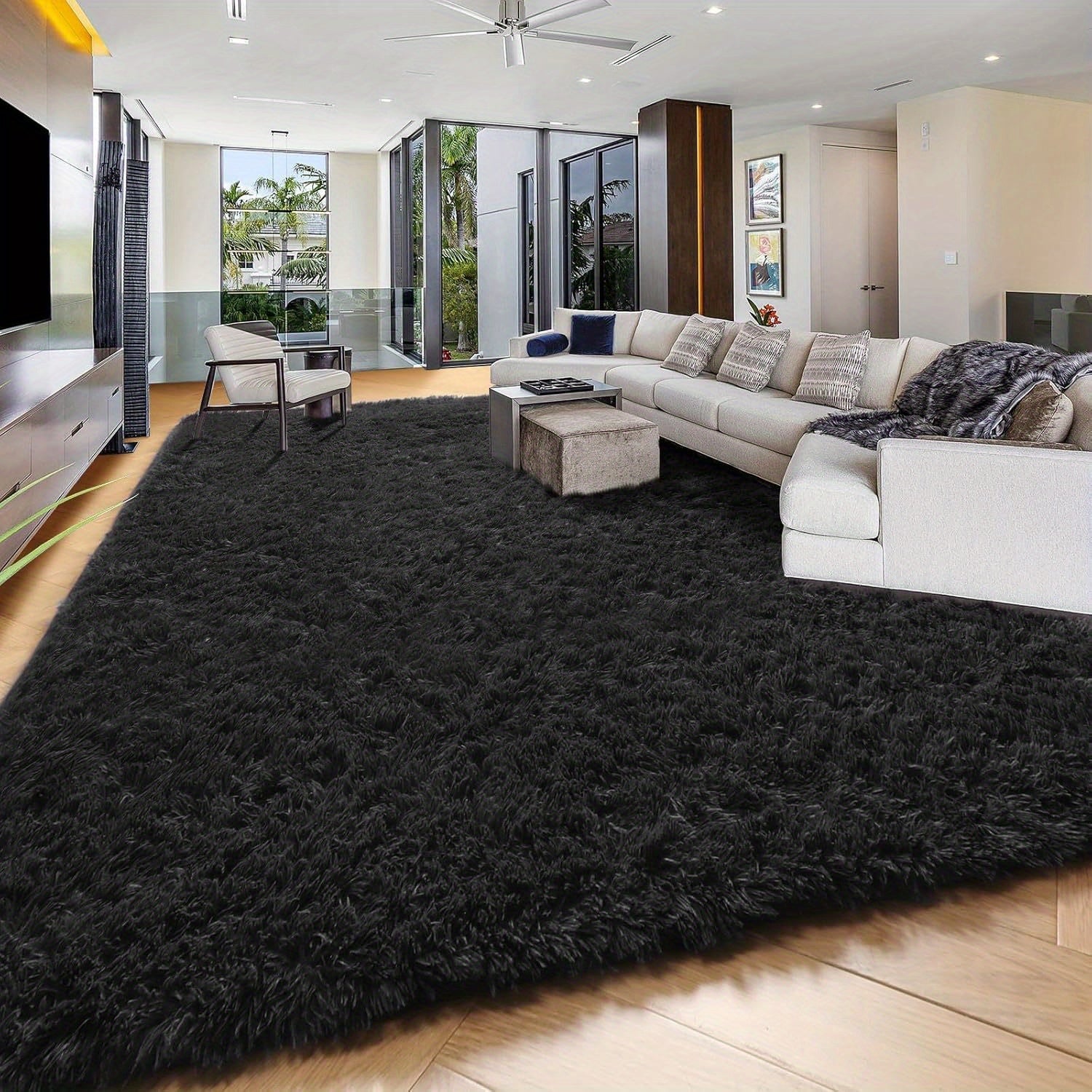 Fluffy Area Rug 8x10 Large Plush Shag Rug for Living Room Bedroom Non-Slip Soft Fuzzy Carpet Modern Home Decor Floor Mat Teen Dorm Room Decor