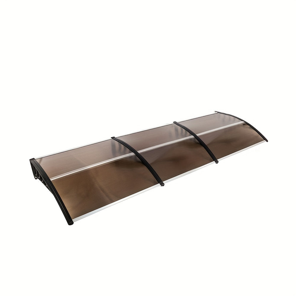 Door Window Awning Canopy 120x38 Inch Polycarbonate Rain Sun UV Snow Shield with Aluminum Bracket Easy Install Outdoor Porch Patio Entrance Shelter