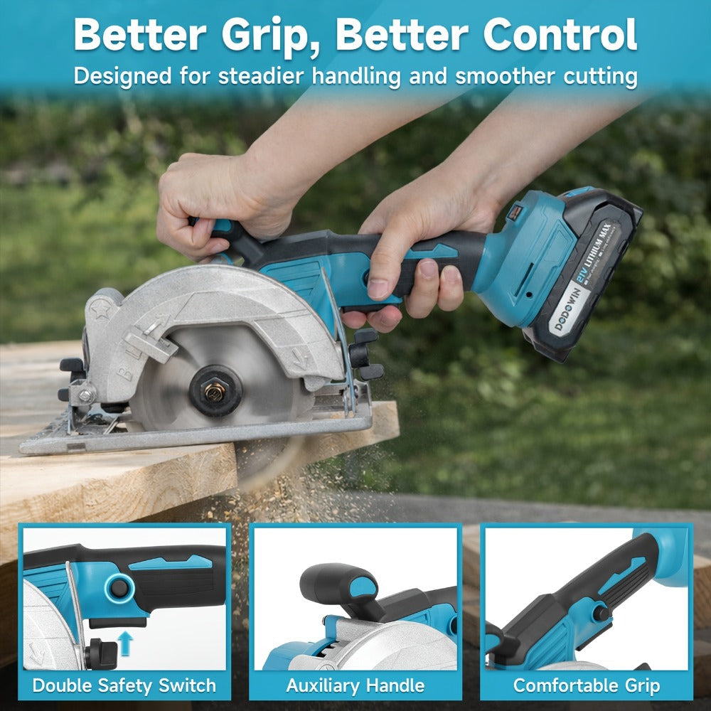 Brushless Circular Saw Kit 21V Cordless, Battery & Charger Included, Adjustable 45¡ã Bevel Cutting, Saw Blades Included, Variable Speed, Compact & Lightweight for Woodworking & Home Projects