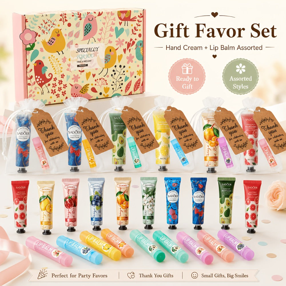 24pcs Bulk Lip Balm & Hand Cream Gift Set ¨C Party Favors, Wedding & Thank You Gifts for Guests