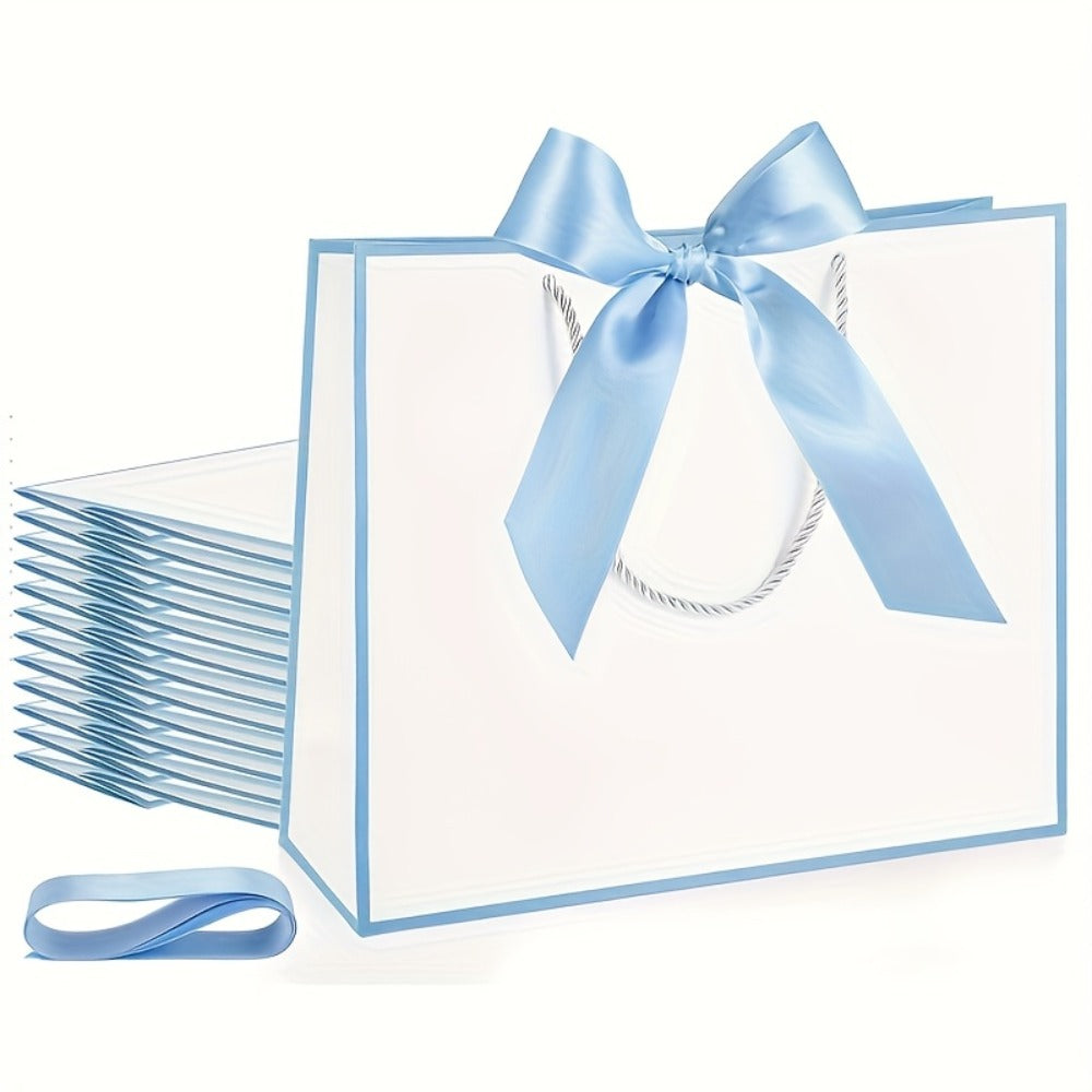 Gift Bags with Handles for Party Favors - Butterfly Ribbon Thank You Bags Wedding Baby Shower Birthday Bridesmaid Housewarming Autumn Celebration Elegant Packaging 12 24 36pcs