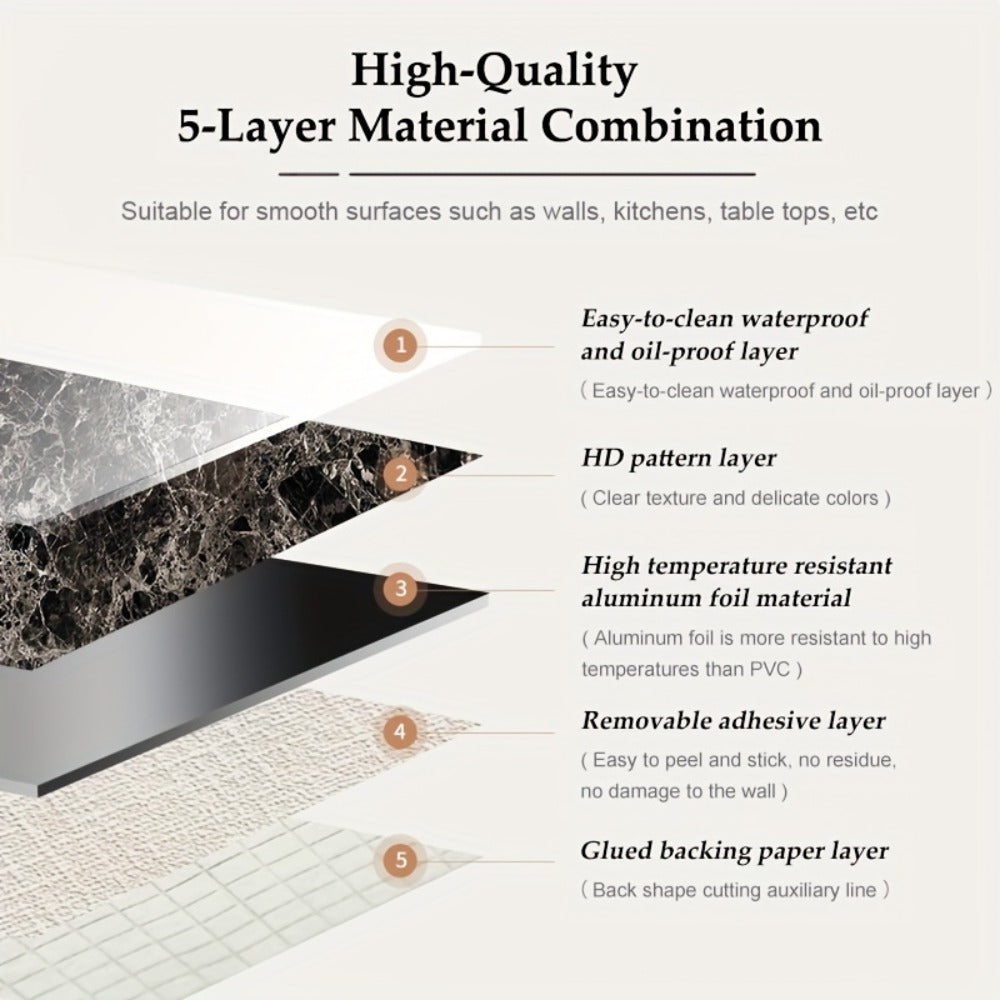 Marble Peel and Stick Wallpaper Roll - Waterproof Oil-Proof Self-Adhesive Wall Contact Paper for Kitchen Backsplash Bathroom Countertop