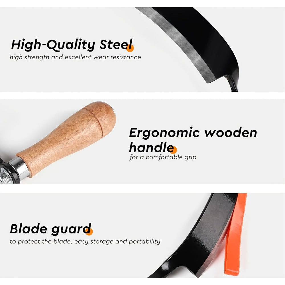 Draw Knife Woodworking Tool Curved, 5¡± 8¡± 10¡± Drawknife Debarking Shave Tool with Ergonomic Handle, Wood Bark Stripper for Timber Framing, Wood Turning, Carving & Log Peeling