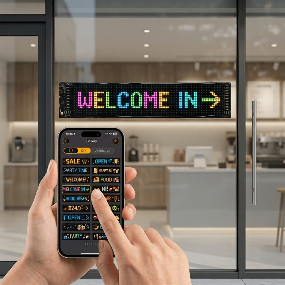 Programmable LED Sign ¨C Flexible Matrix Display with App Control, Custom Text & Animations, Music Sync, USB Powered LED Panel for Bedroom Decor Store Window Business Display (3 Sizes)