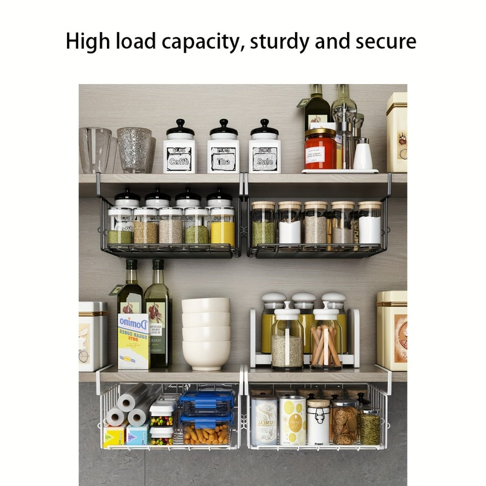 Wall Mount Foldable Storage Basket - Waterproof Rustproof Metal Organizer, Collapsible Space Saving for Kitchen Cabinet, Laundry Room, Pantry Closet