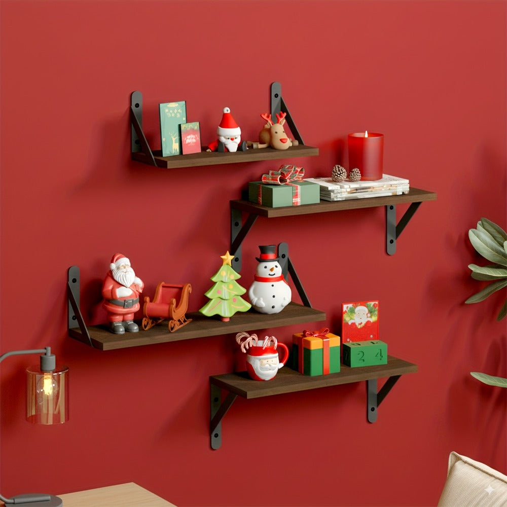 Floating Shelves Wall Mounted 4-Pack ¨C Decorative Wall Shelves for Bedroom, Living Room, Bathroom & Plants, Home Storage Display Shelf for Books, Decor & Accessories, 4 Color Options