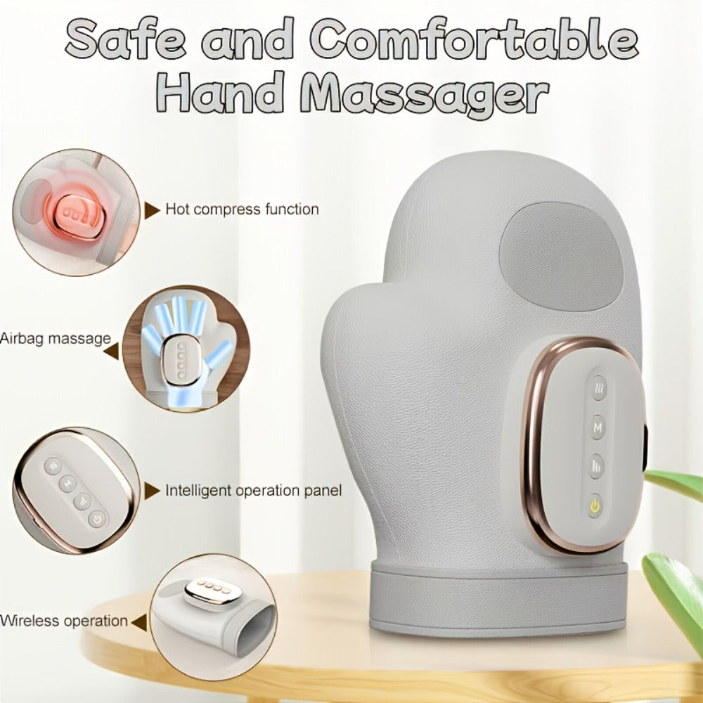 Hand Massager with Heat & Air Pressure ¨C 3D Shiatsu Kneading 6 Modes Rechargeable Portable Hand Massager for Arthritis Pain Relief, Ideal for Office Workers Seniors & Gamers, Finger & Palm Massager