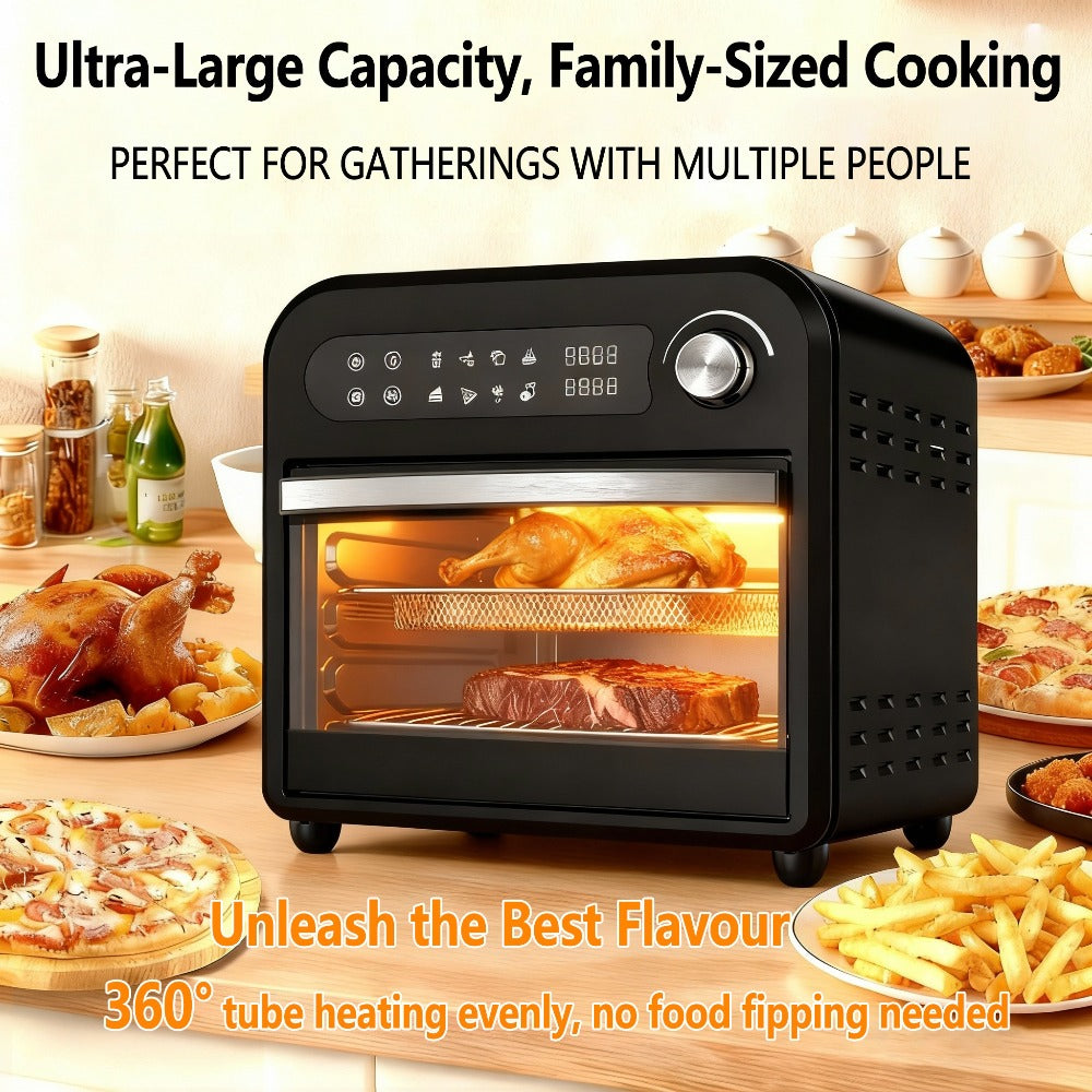 Air Fryer Toaster Oven Combo 15QT Extra Large, 360¡ã Convection, LED Digital Display, Precise Temperature Control ¨C Stainless Steel Interior, 5 Accessories, Healthy Low-Oil Cooking for Family Kitchen