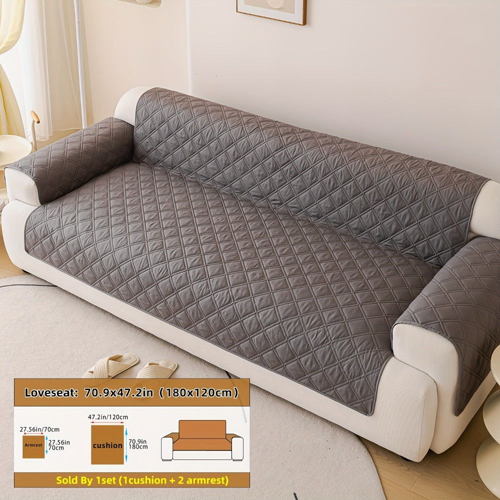 Soundwave Embossed Sofa Cover 3pcs with Armrests - Pet Friendly Anti-Slip Durable Couch Slipcover Set for Loveseat 3 4 Seater Sofa Protection Decoration, 5 Colors