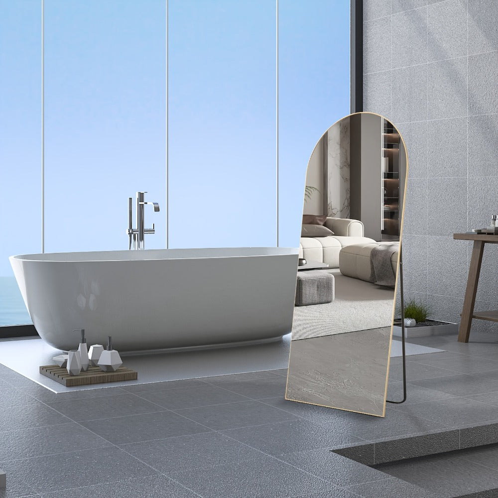 Full Length Mirror Floor Mirror with Stand, Aluminum Alloy Frame Full Body Mirror, Standing Hanging or Leaning Against Wall for Bedroom Living Room Dressing