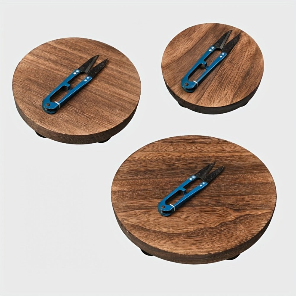 Wooden Display Risers Set of 3 ¨C Rustic Farmhouse Cake Stand Pedestals for Kitchen Counter, Home Decor, Christmas & Holiday Table Centerpiece Organizer