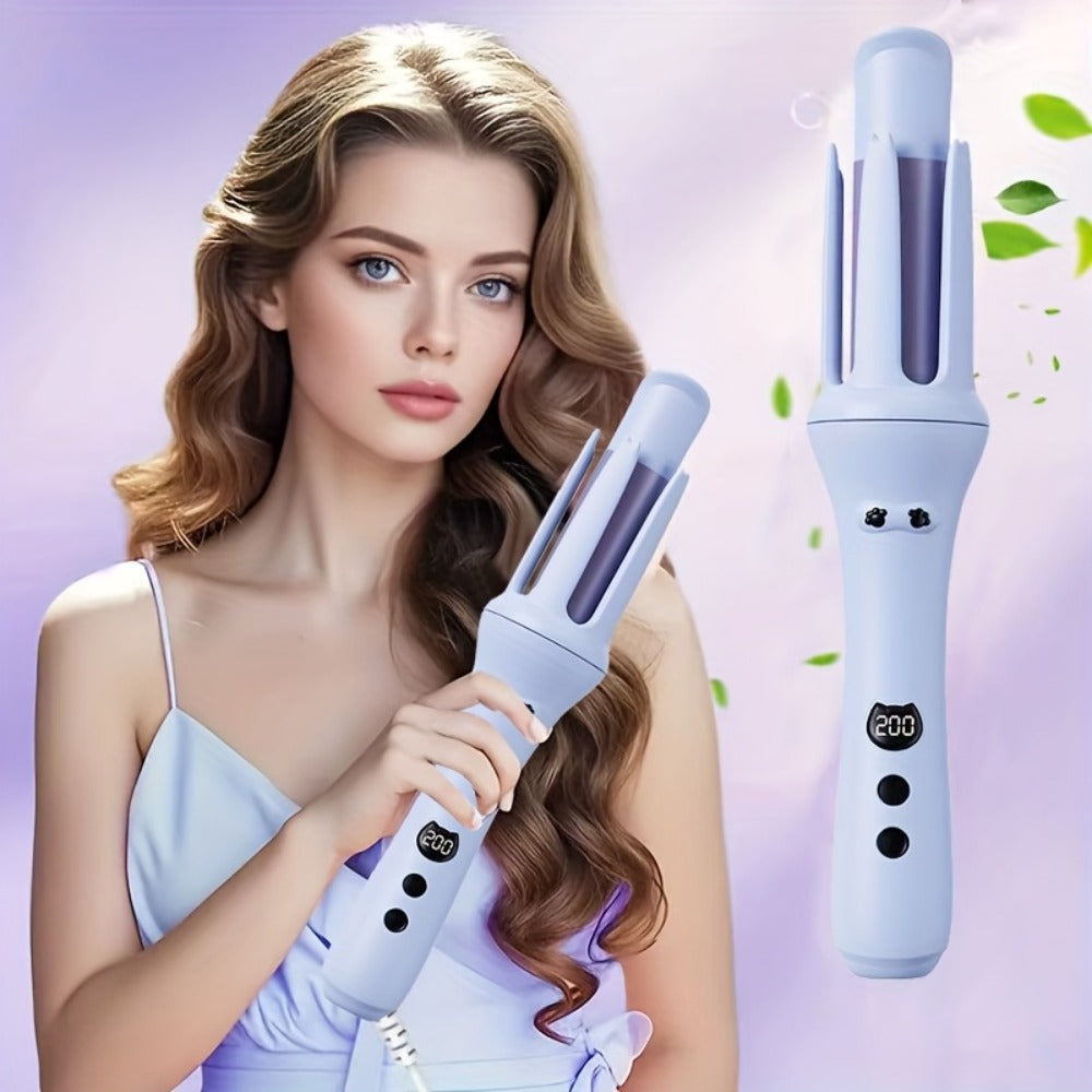 Automatic Hair Curler - One Button Electric Rotary Curling Iron with LED Display, 9-Speed Intelligent Temperature Control, Anti-Winding Anti-Scald Design, Portable for Travel & Home, Gift for Women
