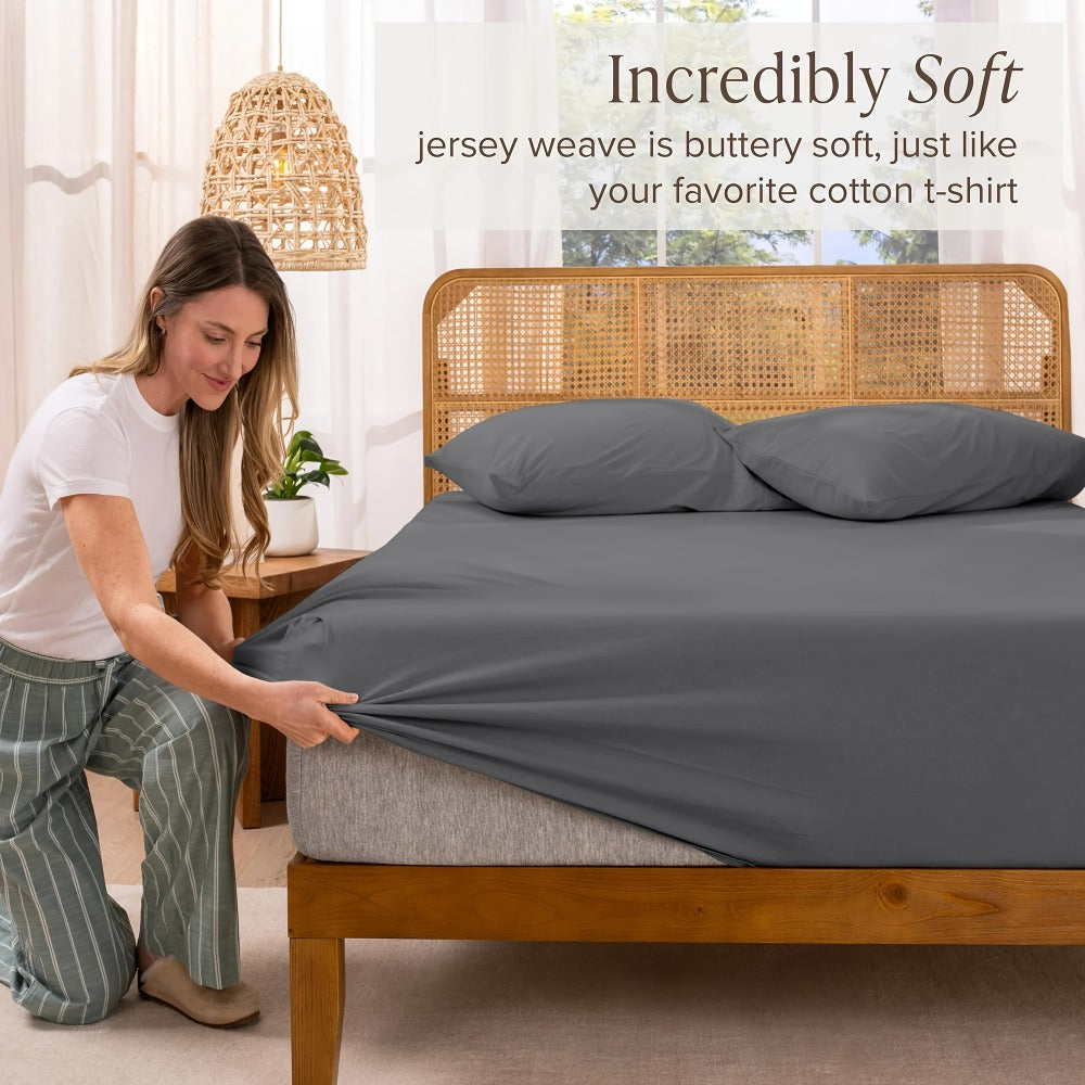 Fitted Sheet Set 3pcs with 2 Pillowcases | Soft Solid Color Bed Sheets Twin Full Queen King