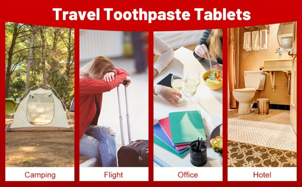 Toothpaste Tablets Hydroxyapatite Fluoride Free - 62 Count Chewable Solid Toothpaste, Deep Cleaning, Peppermint Fresh Breath, Portable Travel Size, Natural Dental Care Tabs