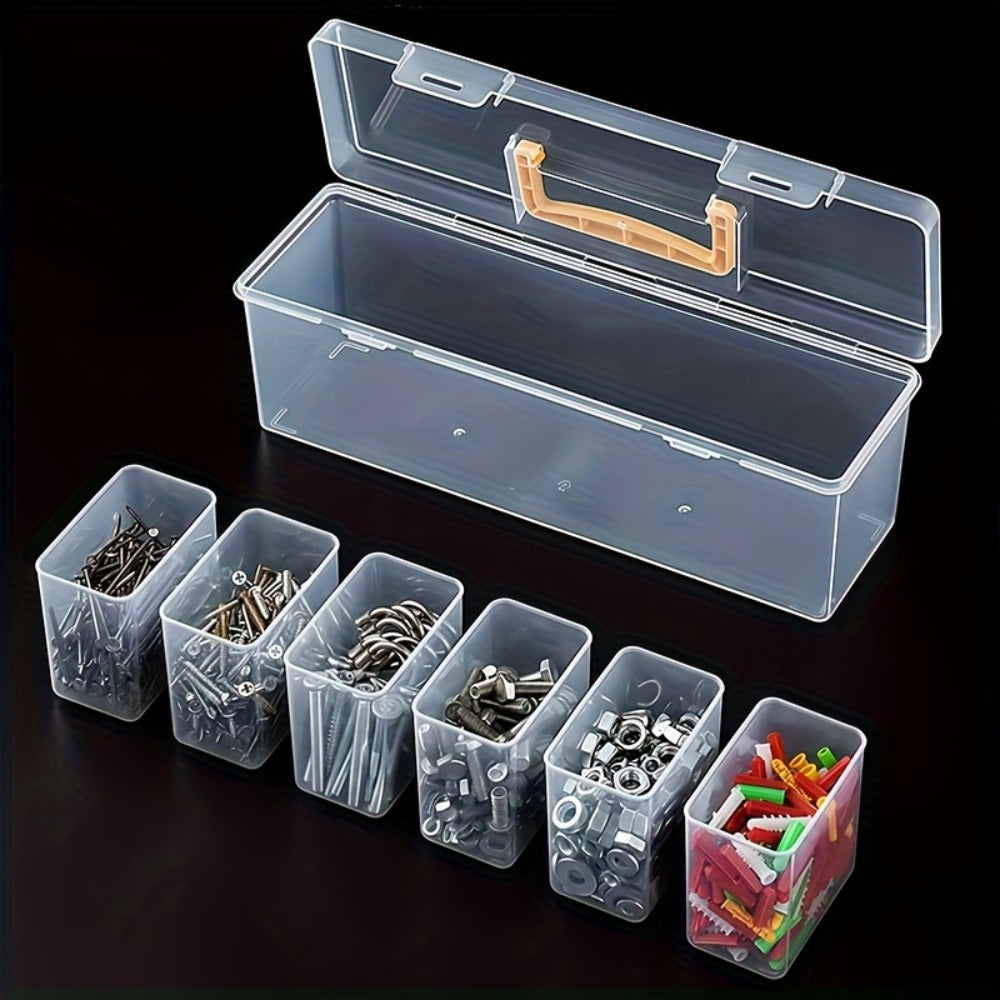 14-Piece Transparent Parts Organizer Box Set with Dividers, 2 Large + 12 Small Portable Storage Cases, Multi-Compartment Hardware Organizer for Screws, Nuts, Bolts, Beads & Small Parts