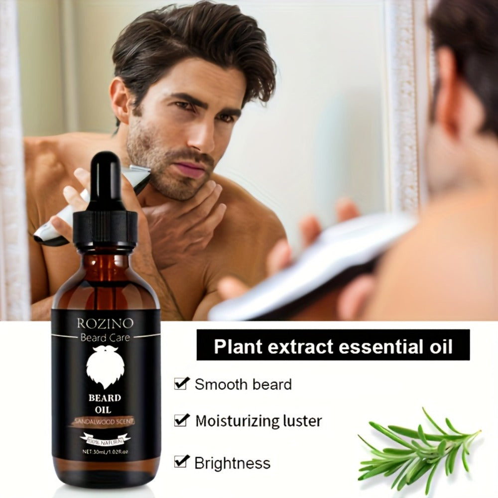 Beard Oil for Men ¨C Sandalwood Scent with Plant Essence, Deep Moisturizing & Nourishing Beard Care Oil for Soft Smooth Glossy Beard, Daily Grooming Essential for Men, 30ml