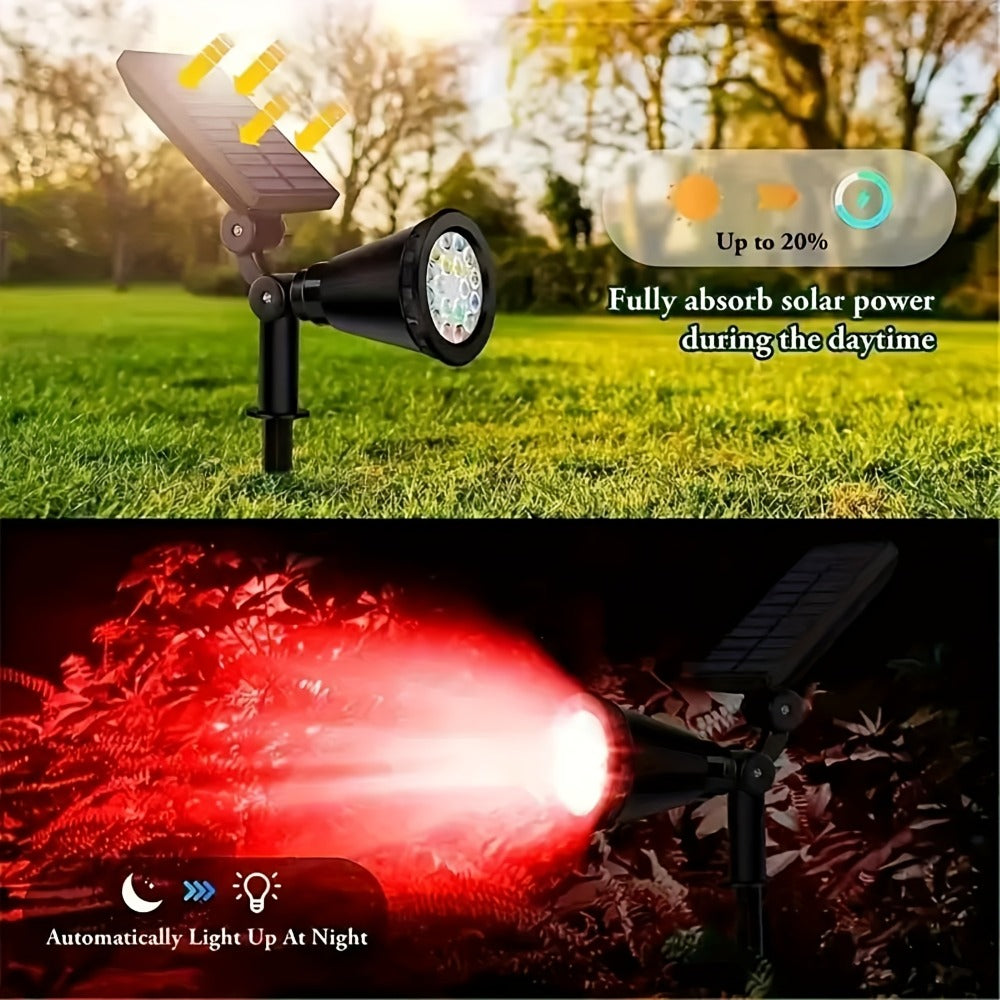 Solar Landscape Lights 2-in-1 Wall & Ground ¨C Independent Adjustable Solar Panel Auto On/Off | 8 Color Modes Outdoor Solar Spotlight for Garden, Driveway, Sidewalk & Pool Area | IP44 Waterproof