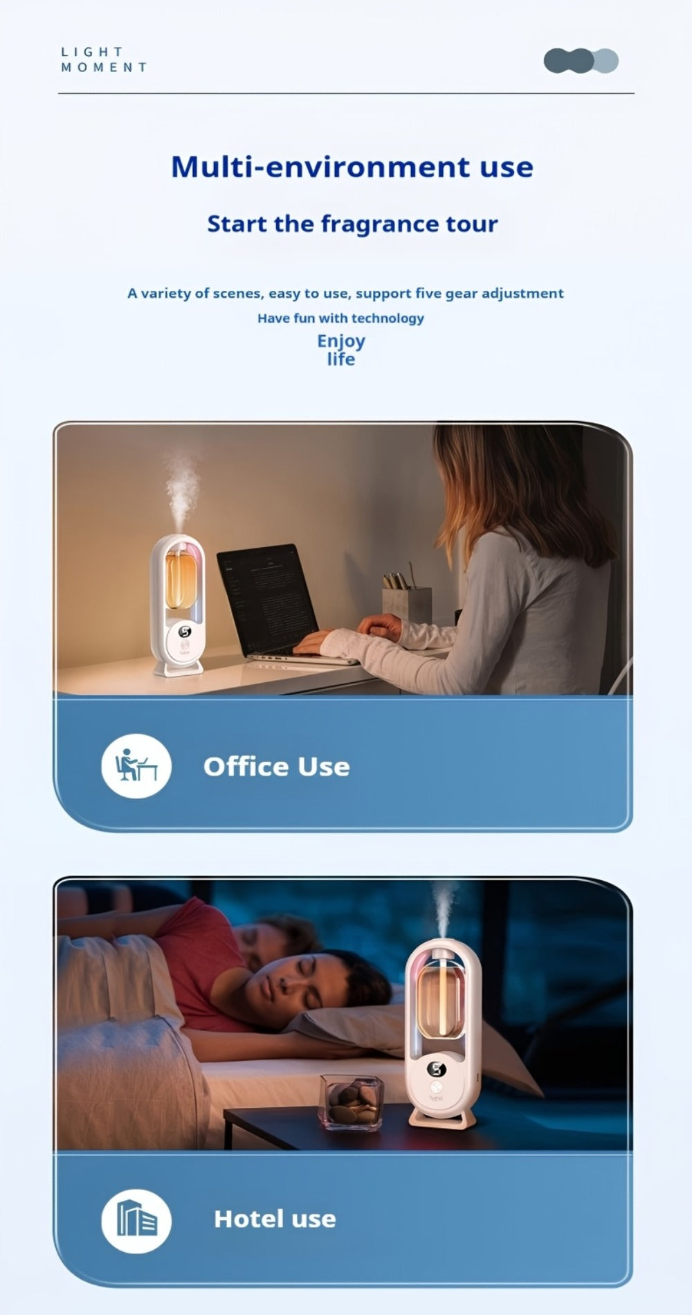 Aromatherapy Diffuser with Essential Oils Included | 4.06oz Cute Portable Aroma Diffuser with LED Light for Office, Bedroom & Bathroom | Long-Lasting Home Fragrance Air Freshener Gift | 9 Scents