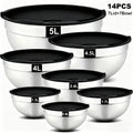 Stainless Steel Mixing Bowls with Airtight Lids Set of 14 Seven Nesting Bowls 0.7 to 4.5QT for Mixing Serving Salad Food Prep Kitchen Storage