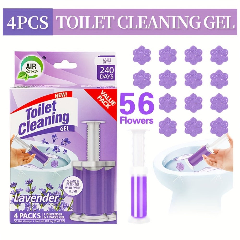 Toilet Cleaning Gel Stamp with Dispenser, Toilet Bowl Freshener & Cleaner Gel Stamps Prevent Scale & Toilet Ring, 6 Scents ¨C Ocean, Lavender, Floral, Peach, Lemon, Pine ¨C 4 Pcs or 8 Pcs Pack