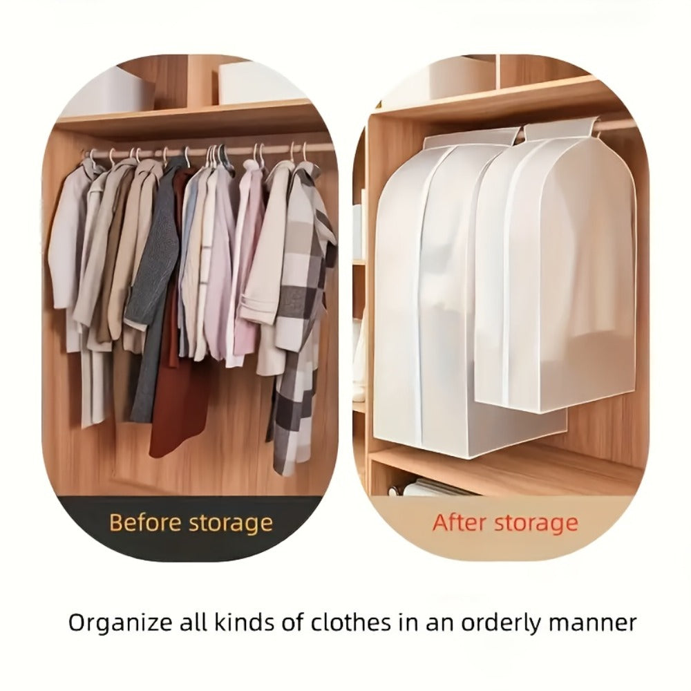 Garment Bag Clothes Dust Cover - Translucent PEVA Waterproof Hanging Storage Bag for Coat Dress Suit, Thickened Washable, Multiple Sizes