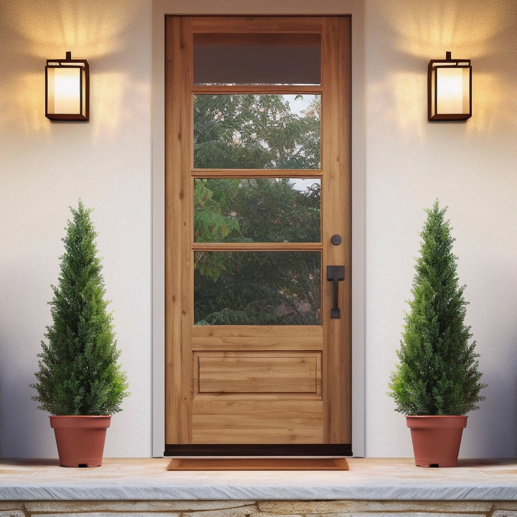 Artificial Topiary Cedar Tree Outdoor Indoor UV Resistant Fake Potted Plant Faux Pine Shrub Front Porch Patio Home Office Decor 3ft 4ft 5ft 1pc 2pcs