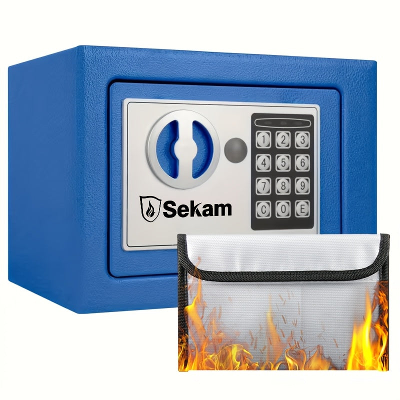 Fireproof Home Safe Box with Digital Keypad and Key Lock Heavy Duty Steel Security Safe for Money Documents Valuables Jewelry Passports 0.23 0.8 1.5 2.2 Cubic Feet Multiple Colors with Cash Bag