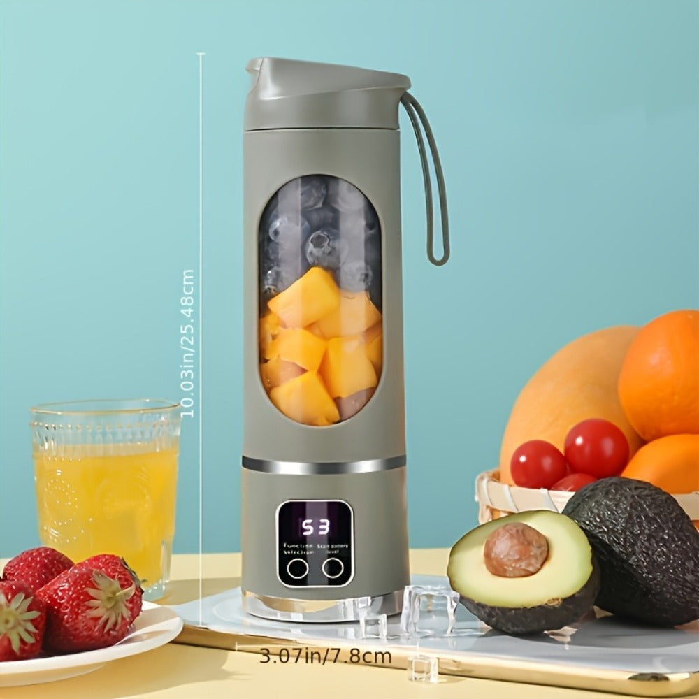Portable USB Rechargeable Blender with LED Display ¨C 15oz Personal Smoothie Blender for Shakes, Milkshakes & Fresh Juice, Compact Mini Blender for Home Gym Office & Travel, BPA-Free Cup