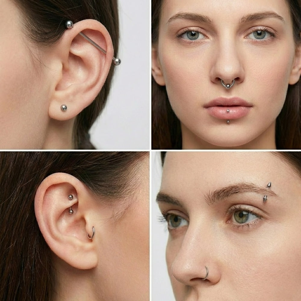 Ear Piercing Kit 124PCS Professional Body Piercing Set with Piercing Gun, 14G 16G Stainless Steel Jewelry for Ears Nose Septum Lips Belly Button Tongue ¨C Complete Starter Kit