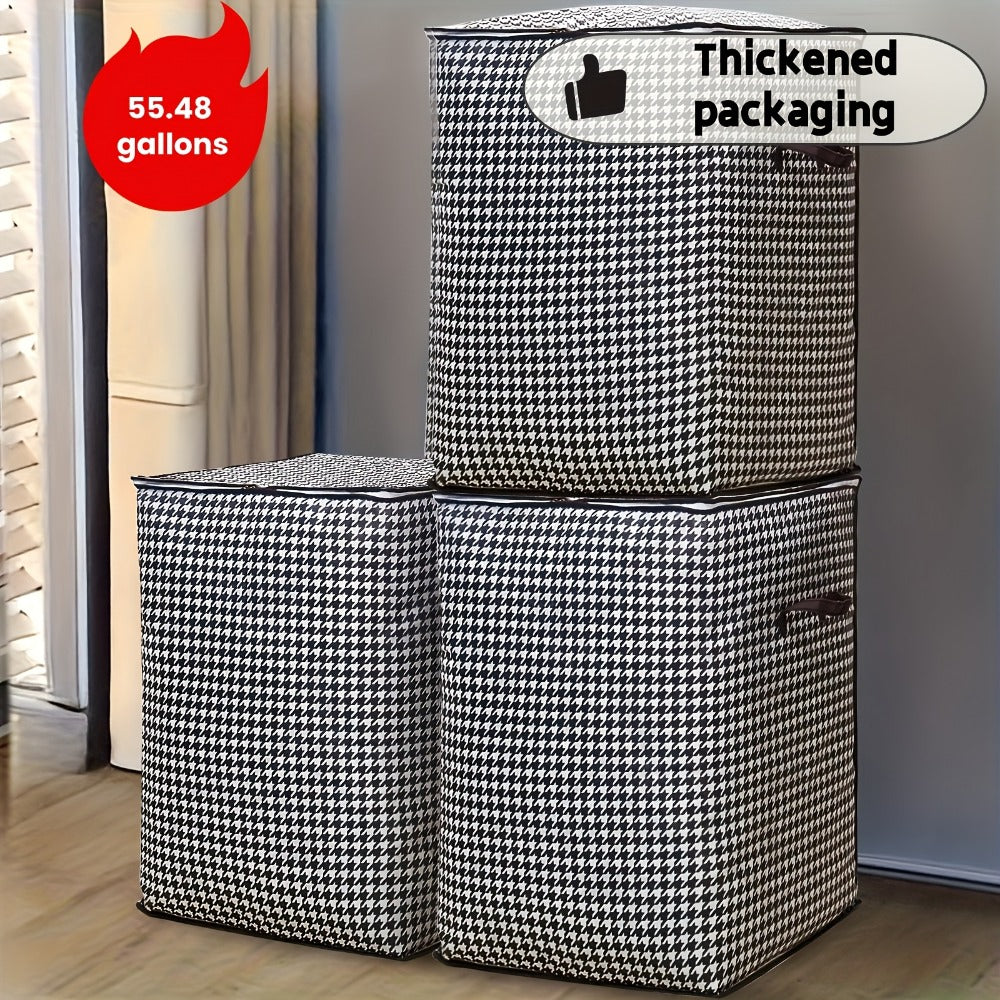 Oversized Storage Bin with Lid & Handles | Clothes Blanket Organizer Box, Dust-Proof Compartment Bucket, Under-Bed Travel Basket