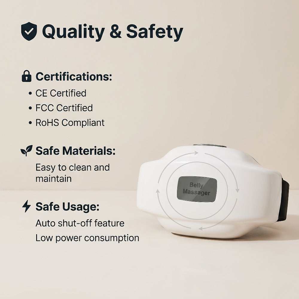 Electric Abdominal Massager with Heat - Rechargeable Portable Stomach Massager with 3 Massage Modes & Heating Function for Abdominal Pain Relief, Belly Relaxation, Cramp Relief, Home & Office Use