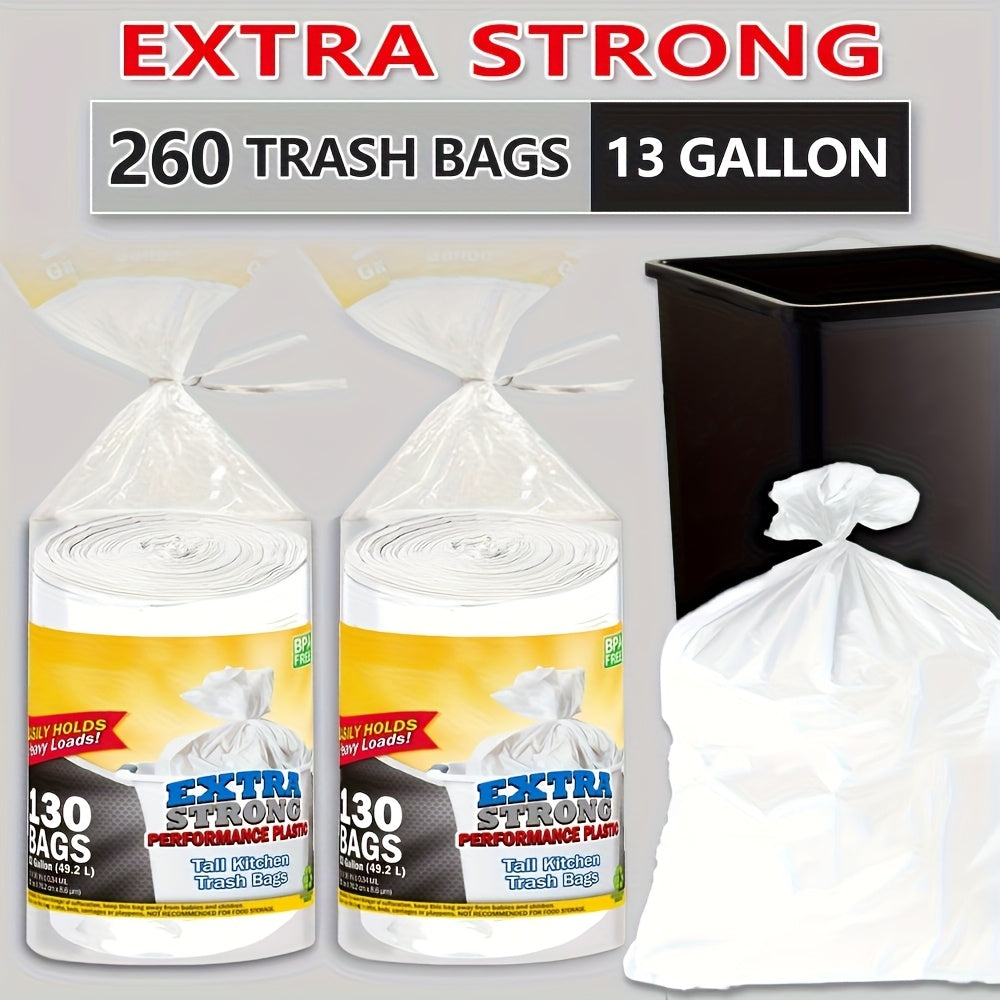 13 Gallon Trash Bags 260 Count Heavy Duty Drawstring Kitchen Garbage Bags ¨C Leak-Proof, Odor-Resistant, Expandable, 2 Rolls for Kitchen, Bedroom, Bathroom & Outdoor Use