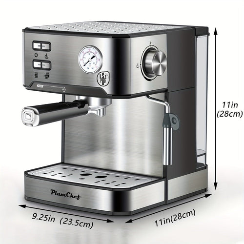 20 Bar Espresso Machine 950W ¨C Stainless Steel Espresso & Cappuccino Latte Maker with Steam Wand Milk Frother, 49.03oz Water Tank, ESE Pod Filter, Home Barista Coffee Machine ¨C Black, Pressure Gauge