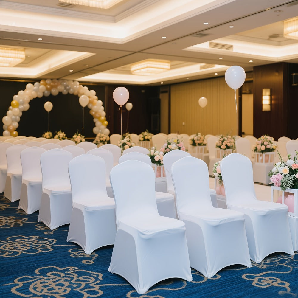 Spandex Chair Covers Bulk, Elastic Stretch Universal Fit Banquet Chair Protectors ¡ª Machine Washable Wedding Chair Covers for Weddings, Parties, Banquets & Events | Black & White | 30-150 Pack