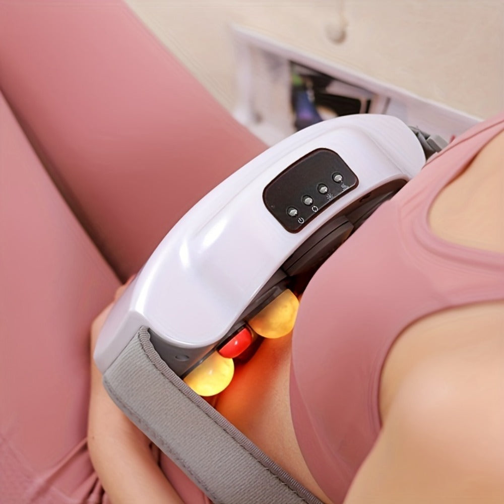 Electric Abdominal Massager with Heat - Rechargeable Portable Stomach Massager with 3 Massage Modes & Heating Function for Abdominal Pain Relief, Belly Relaxation, Cramp Relief, Home & Office Use