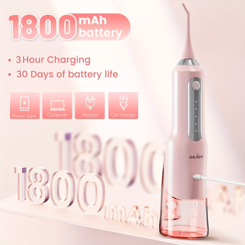 Cordless Water Flosser Dental Oral Irrigator - 5 Cleaning Modes, 5 Jet Tips, Rechargeable Wireless Teeth Cleaner for Deep Gum Care, Plaque Removal & Braces, Home & Travel Dental Gift
