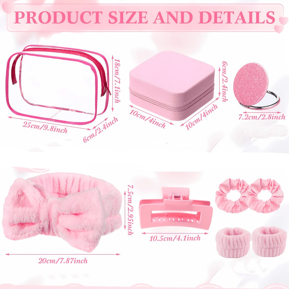 Spa Party Favors Set 48pcs for Women ¨C Sleepover Party Supplies with Headband, Wristband, Scrunchies, Hair Clip, Jewelry Case, Makeup Bag & Mirror, Bridesmaid Proposal Gift, Girls Night Return Gifts