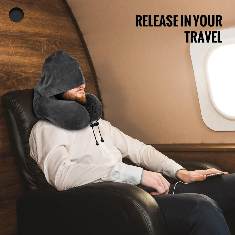 Travel Neck Pillow U-Shaped with Eye Mask Adjustable Portable Ergonomic Neck Support Soft Washable Cover for Airplane Car Home Office Napping Pink Blue Black Grey