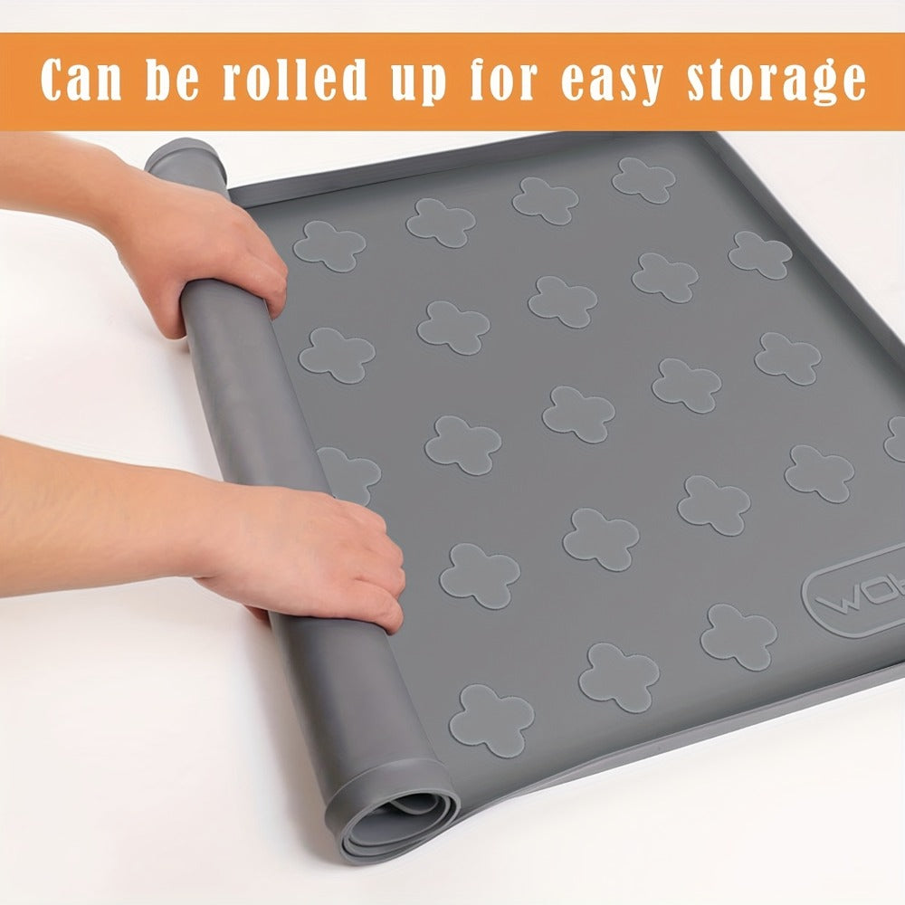 Silicone Under Sink Mat 34¡± x 22¡± Food Grade Waterproof Cabinet Liner, Honeycomb Pattern Drip Tray for Kitchen Bathroom Cabinet Organizer, Holds 2+ Gallons, Easy Clean Non-Toxic Boot Tray
