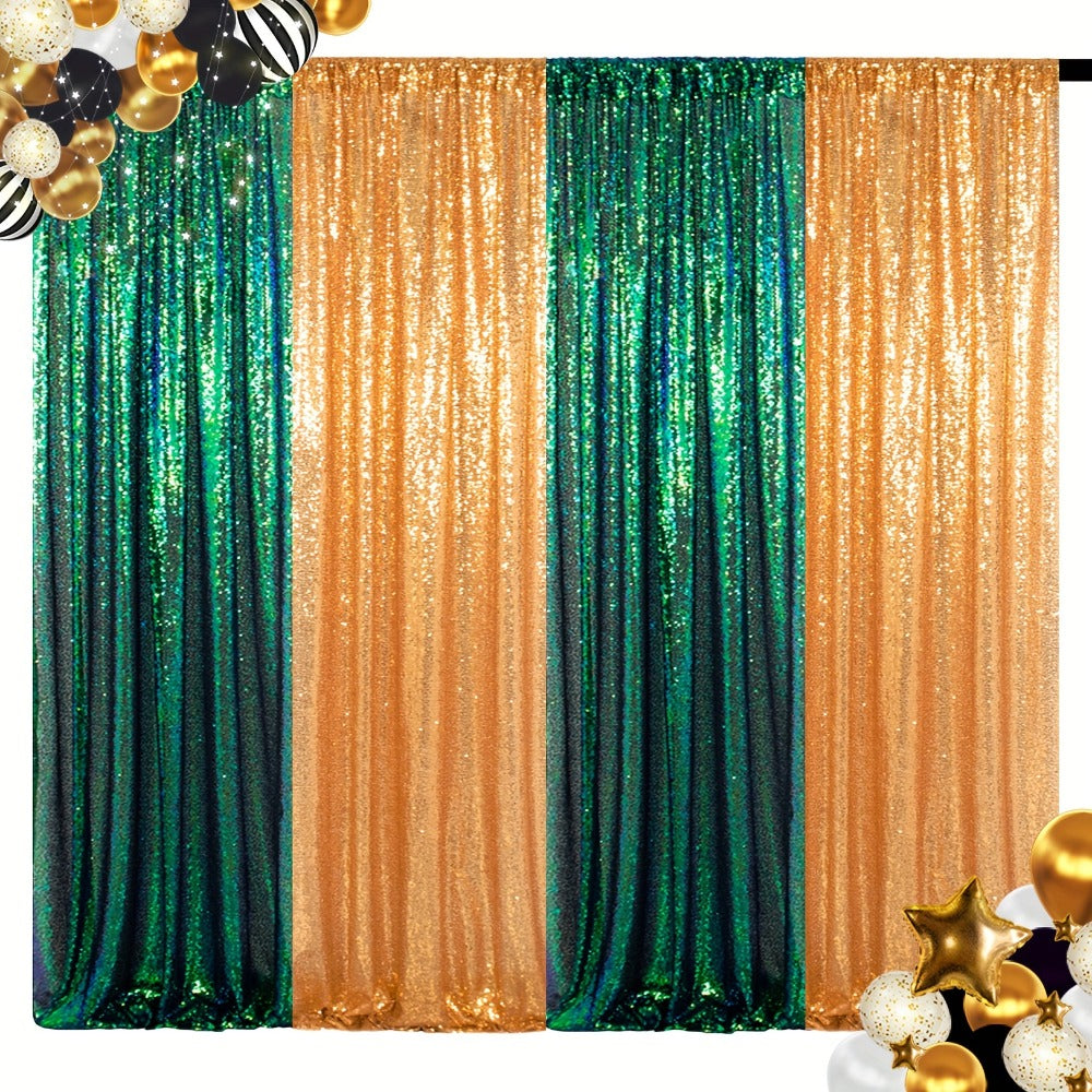 Sequin Backdrop Curtain 4 Panels 2FTx8FT ¨C Shimmer Glitter Background for Wedding Party Photo Booth Decoration