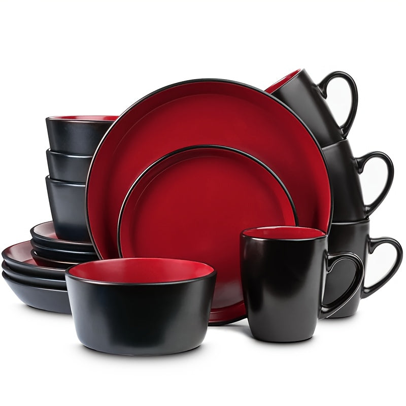 Ceramic Dinnerware Set for 4 ¨C Porcelain Plates Bowls Cups Matte Finish Dishwasher Microwave Oven Safe Stoneware Tableware Scratch Resistant for Restaurant Kitchen Wedding Anniversary Gift