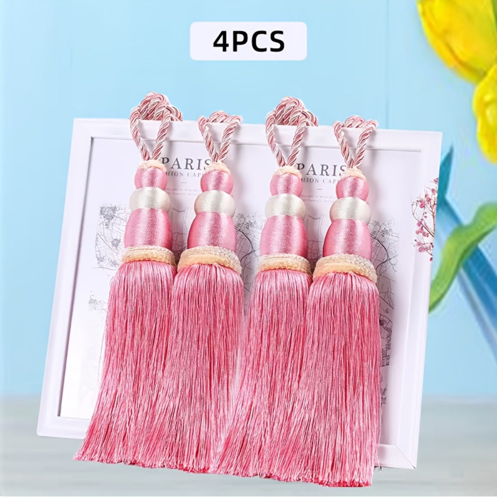 Curtain Tiebacks with Ball Tassels 4-Pack Silk Rope Curtain Ties Decorative Holdbacks for Window Dressing Home Decor