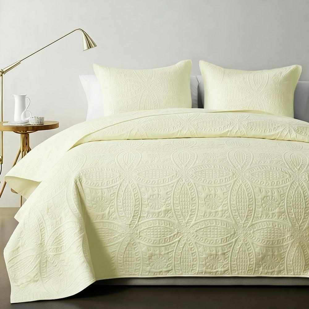 Quilt Set Bedspread with Pillowcases - Lightweight Microfiber Coverlet Twin Full Queen King, Soft Breathable Coin Pattern Comforter Set for Bedroom Dorm School
