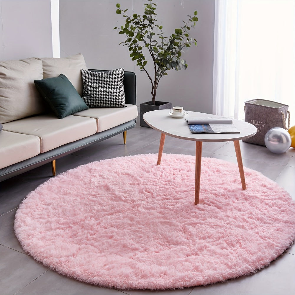 Round Shaggy Plush Rug ¨C Soft Fluffy Circular Carpet for Bedroom & Living Room, Easy Clean