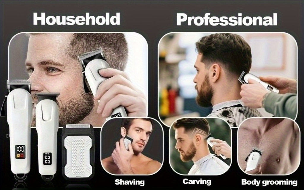 Electric Grooming Kit Hair Clipper & Razor Set USB Rechargeable with Digital Screen - 2 & 3 Piece Sets for Home Use & Salons, Professional Hair Trimmer, Great Gift for Father's Day, Birthday & Christmas