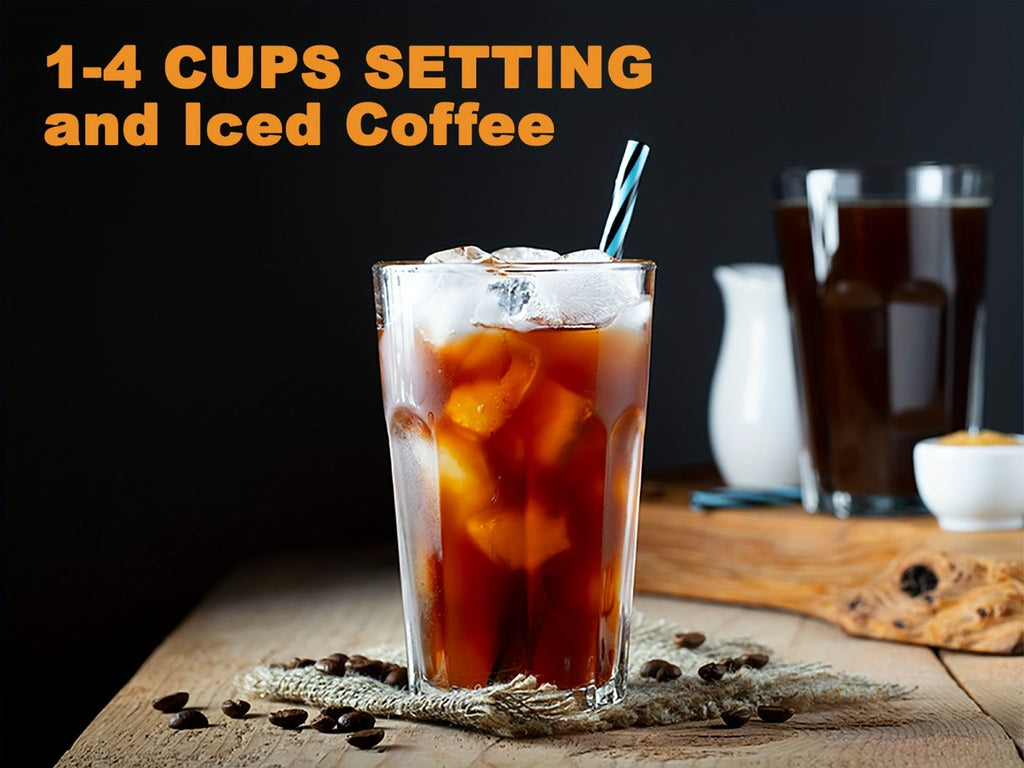 12-Cup Programmable Drip Coffee Maker, Regular & Strong Brew, Iced Coffee Setting, 1-4 Cup Mode, 24H Timer, Auto Shut-Off, Keep Warm, Pause & Serve, Black