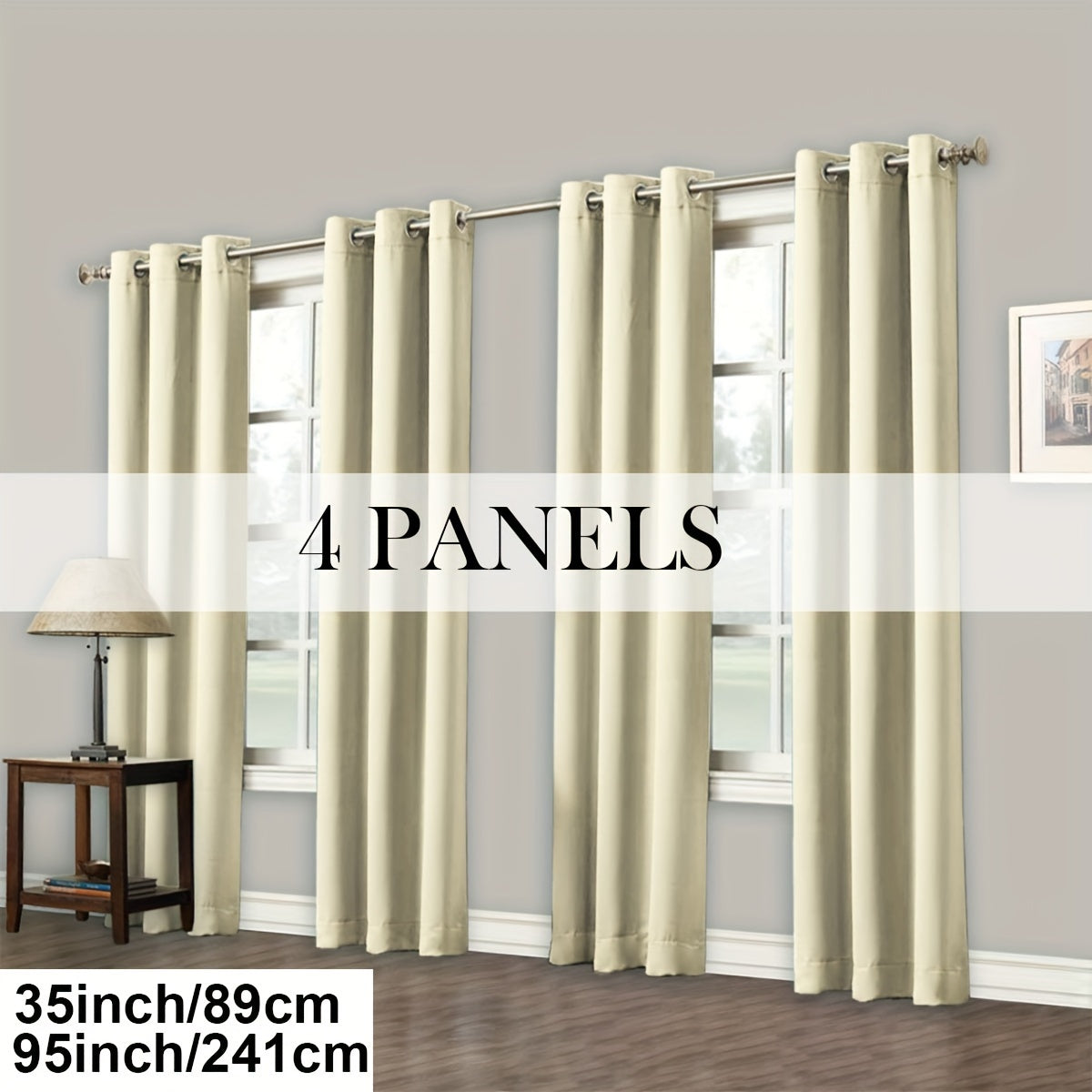 Blackout Curtains Grommet Top Room Darkening Window Drapes 4 Panels Set Living Room Bedroom