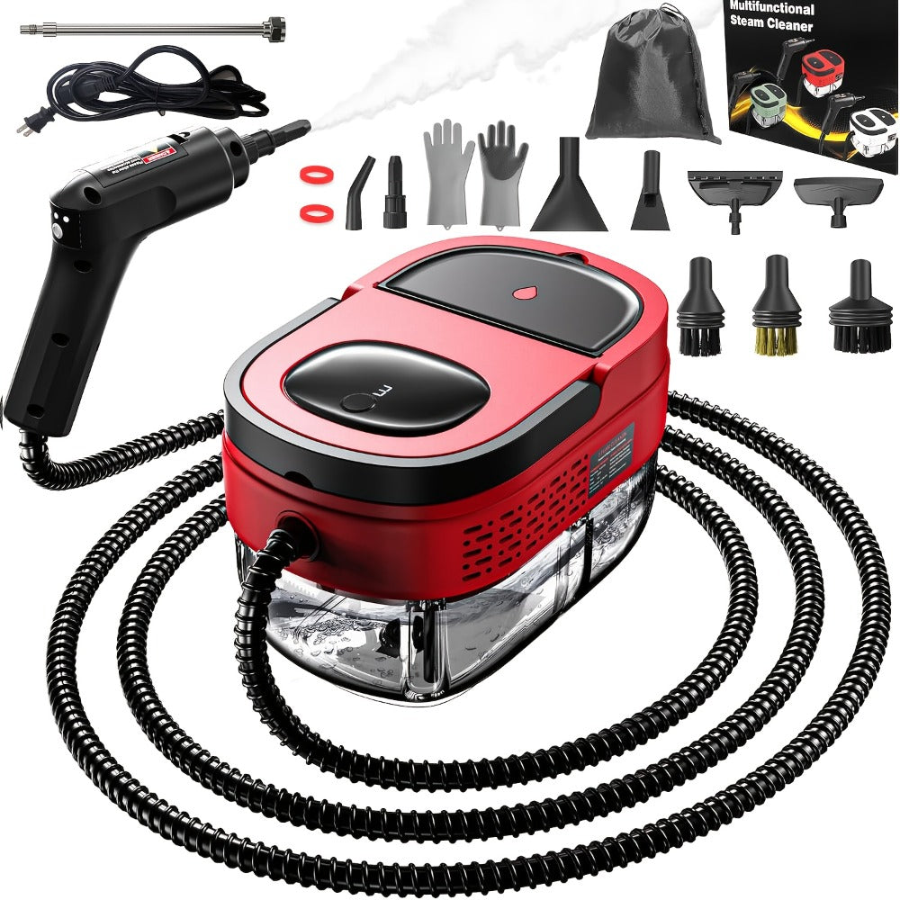 Handheld Steam Cleaner 1500W High Pressure 54.1oz Tank 3-Level Adjustable Portable Steamer for Home Car Furniture Tile Grout Bed Bugs Bathroom Kitchen Floor Upholstery